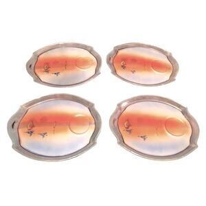 Vintage TT Takito Lustreware Plates Made in Japan Hand Painted Stamped set of 4